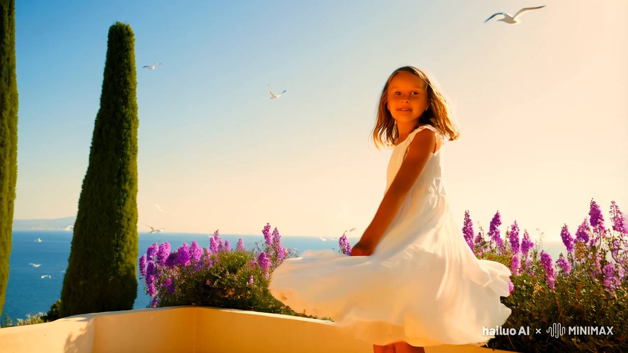 1970s Aesthetic: Girl in White Dress Dancing on Veranda