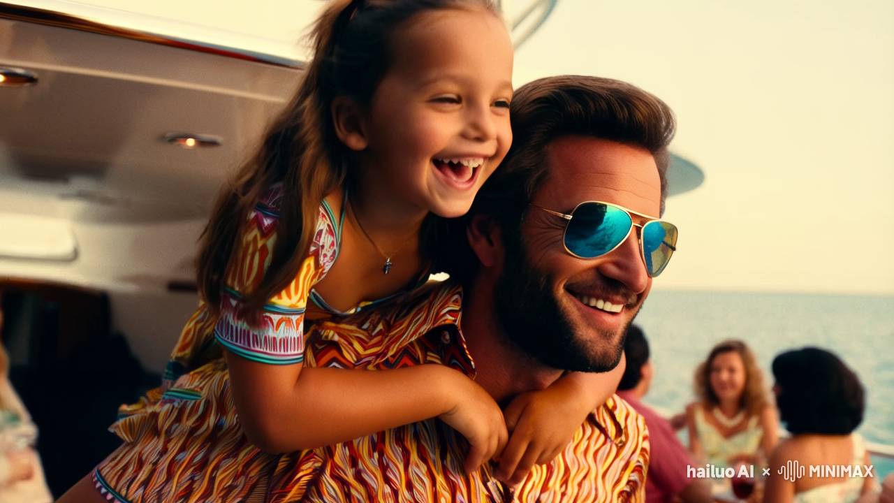 Father and Daughter Embrace Summer Joy on Yacht