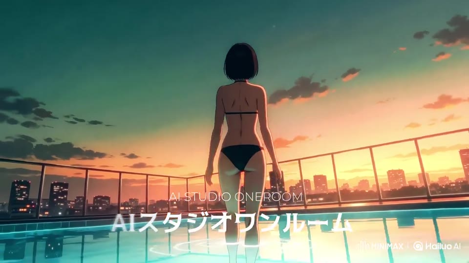 夕阳屋顶泳池的动漫对白