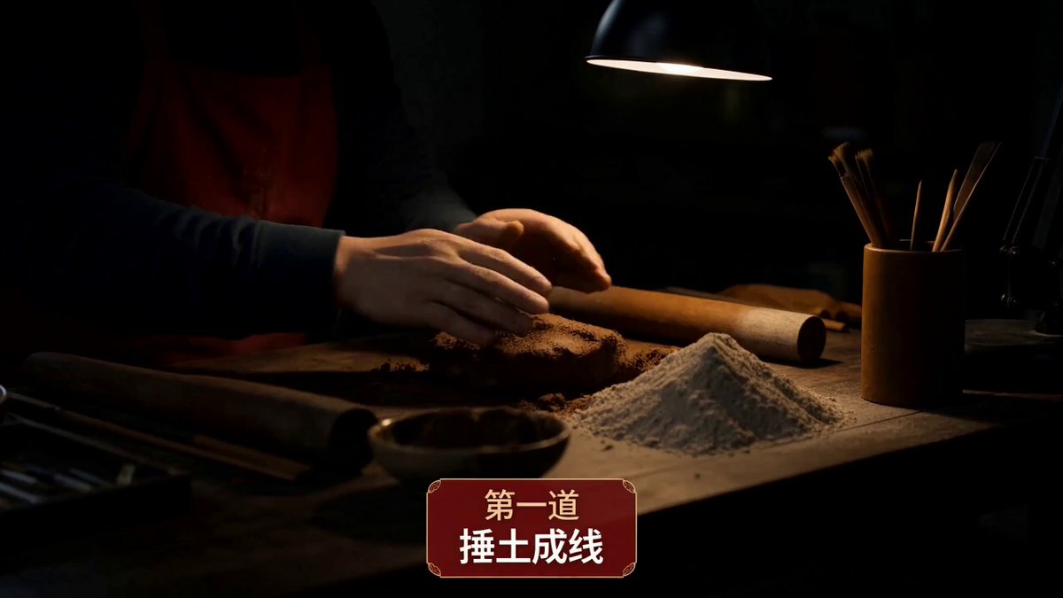漆线雕花瓶从捻土盘线到上架