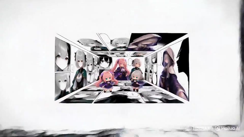 漫画分格与三人角色拼贴