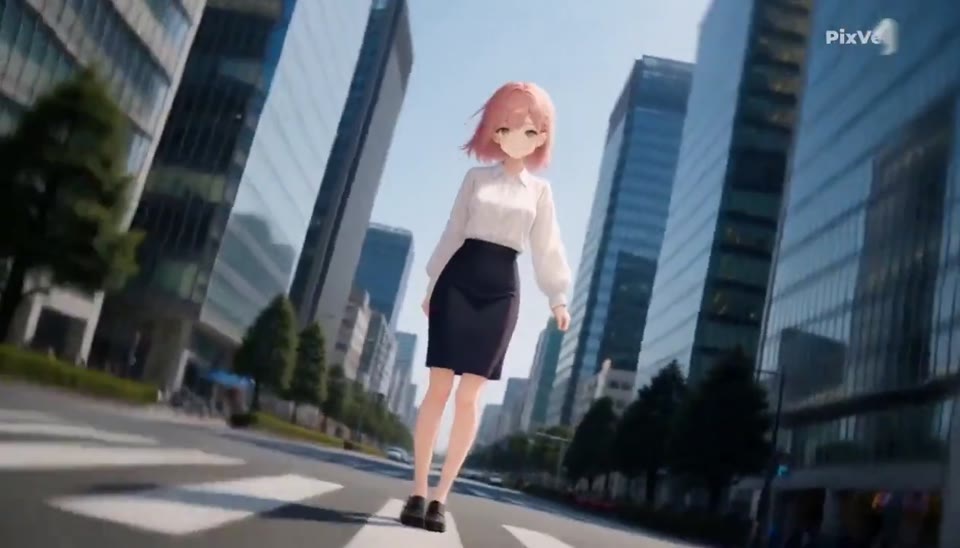 动漫女孩穿越真实城市