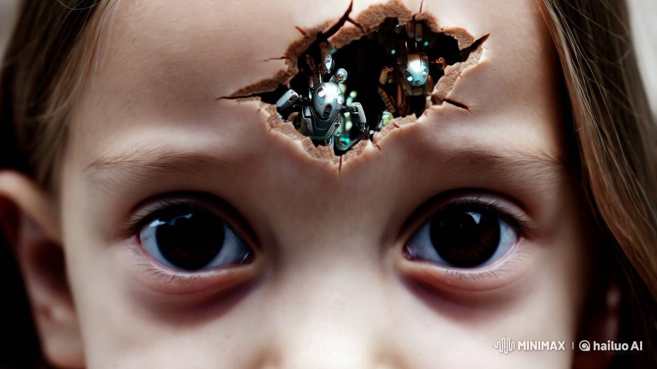 Dreamlike Portrait of Girl with Surreal Cyborg Intrusion