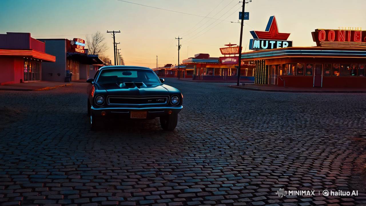 Vintage V8 Muscle Car Showcases Dramatic Revving in Nostalgic Setting