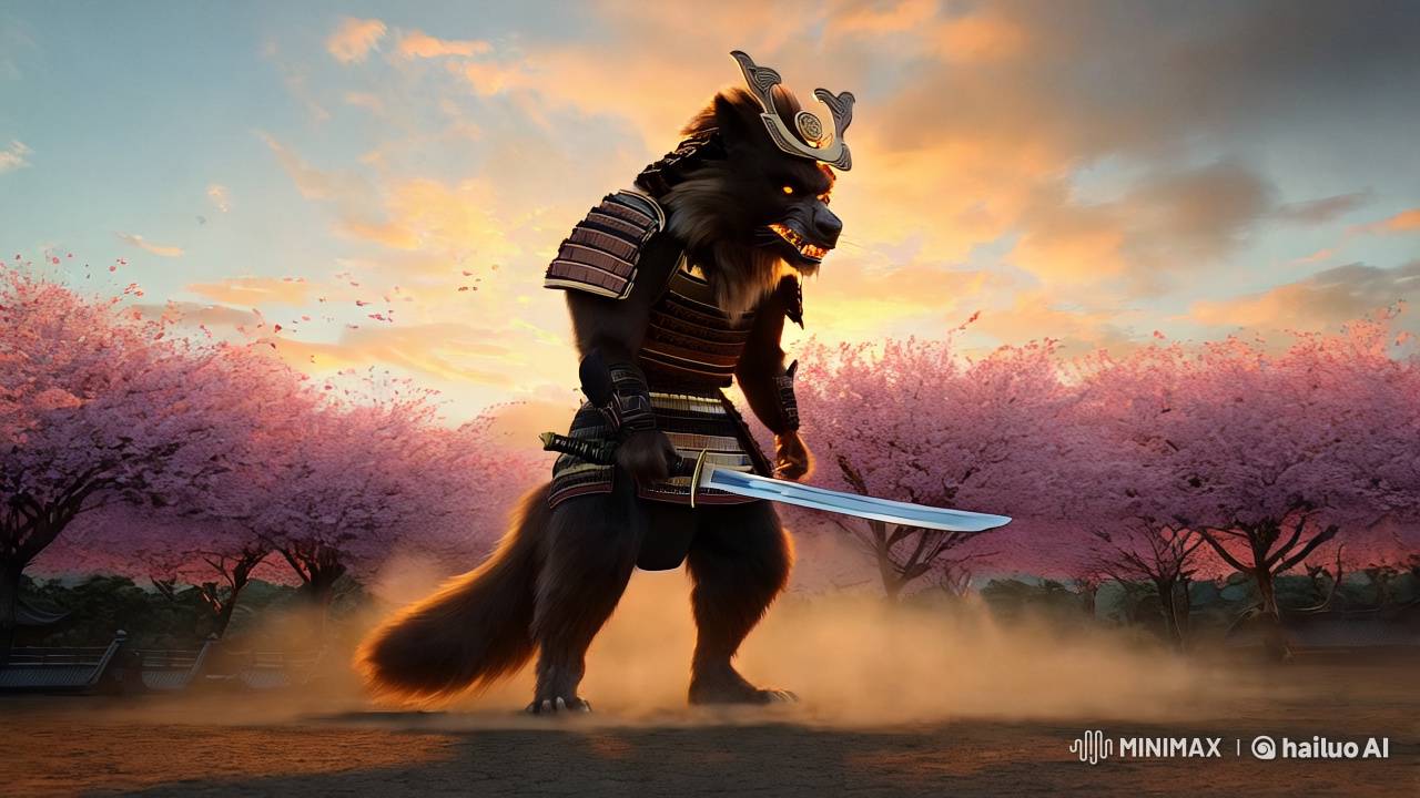 Samurai Werewolf: Twilight Battle with Cinematic Realism