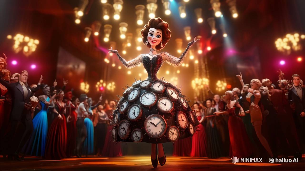 Time-Bending Party with Charismatic Lady in Enchanting Clock Dress