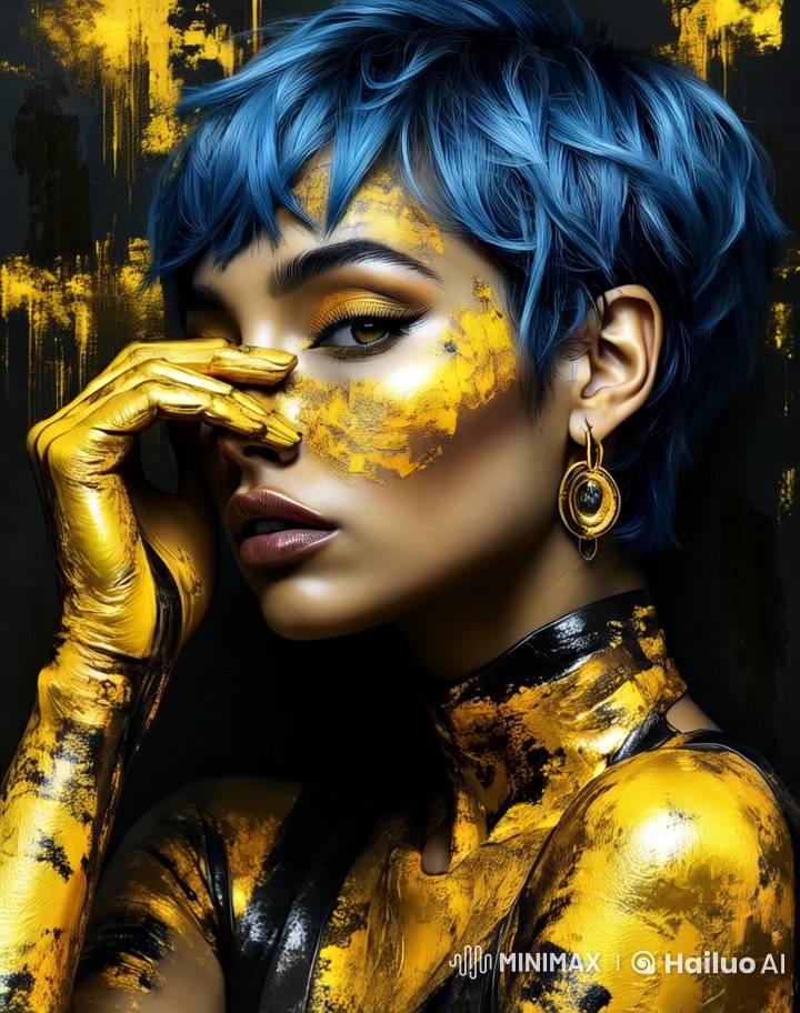 Golden Glamour: Model in 4K Studio Photo Shoot