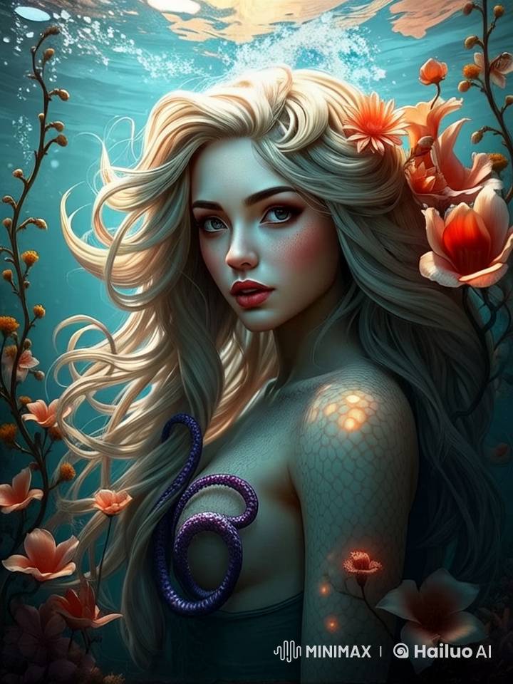 Fantasy Portrait: Woman Enraptured by the Ocean's Essence