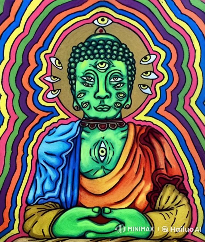 Psychedelic Buddha's Nightmarish Descent into Darkness