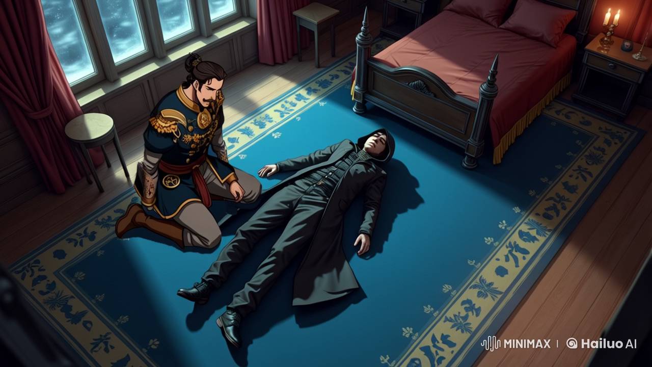 Captain Investigates Dimly Lit Room in Cinematic Live2D Animation