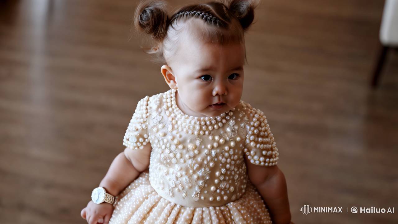 Baby Girl in Elegant Gown and Accessories