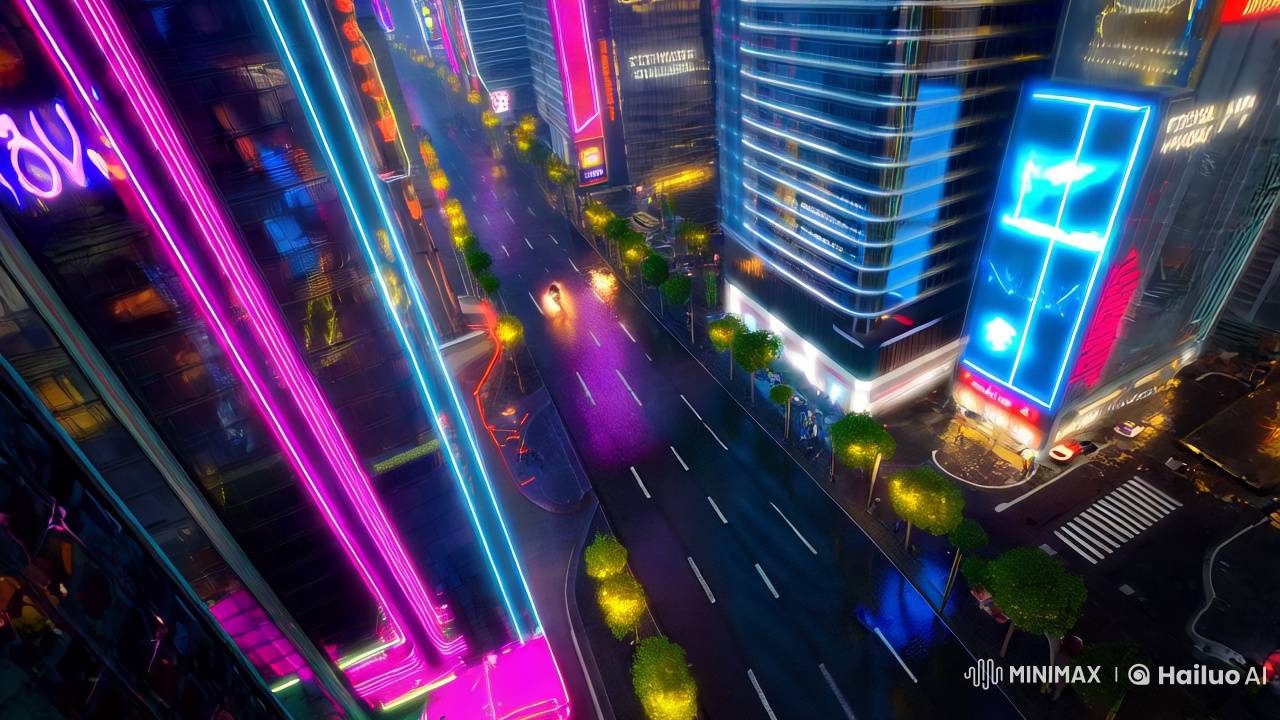 Futuristic Motorcycle Chase in Neon-Lit City