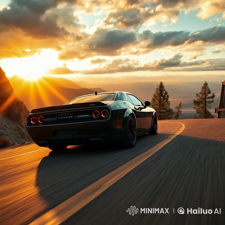 Dodge Sports Car: High-Speed Desert Chase with Dramatic Jumps