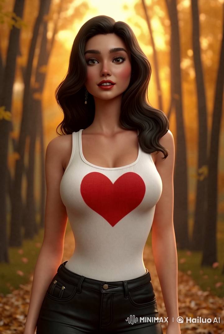 Autumnal Portrait of a Graceful Woman in 3D Animation