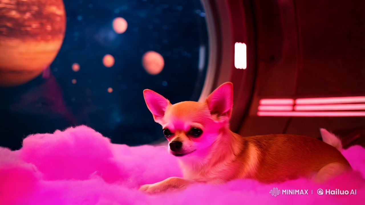 Futuristic Space Chihuahua Amidst Cosmic Beauty