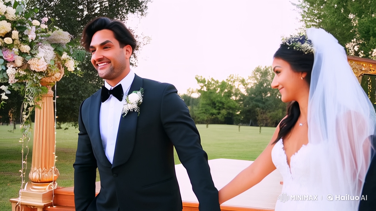 Groom and Bride Celebrate Wedding Day Gracefully