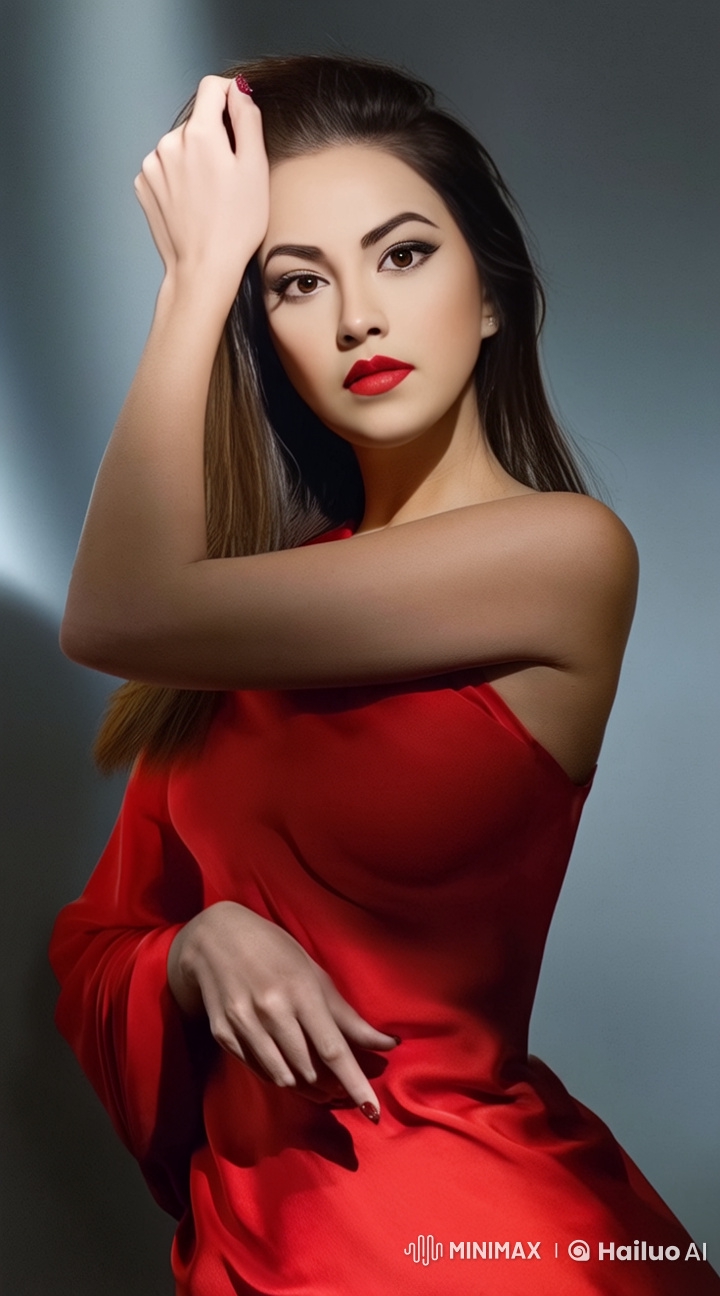 4K Live2D Animation: Graceful Girl in Red Dress