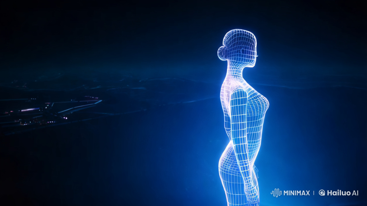 Futuristic Sci-Fi Silhouette with Dynamic Laser Scan