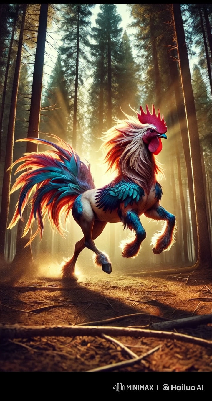 Hyperrealistic 3D Animation of a Mythical Hippogallus in a Misty Forest