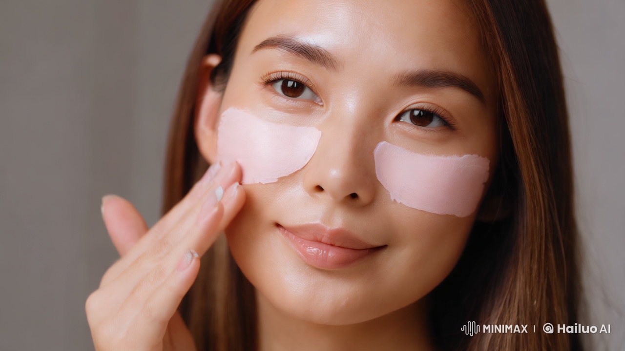 Intimate Beauty: Asian Woman with Pink Face Mask