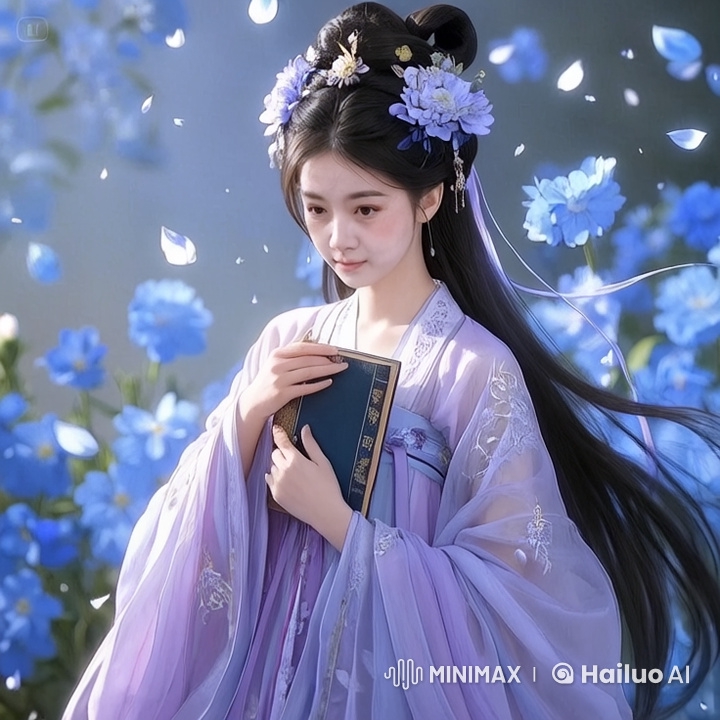 Ethereal Beauty: Hanfu-clad Woman Glides Gracefully