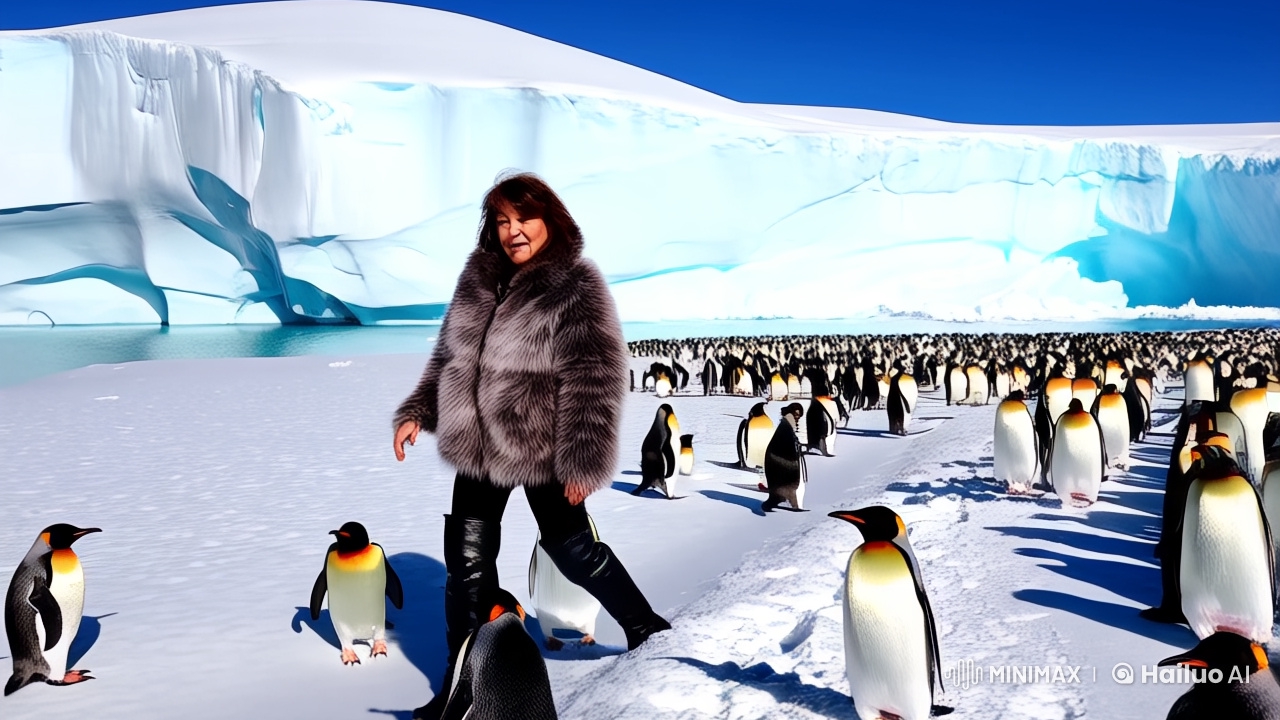 Woman Enjoys Antarctic Beauty Among Penguins