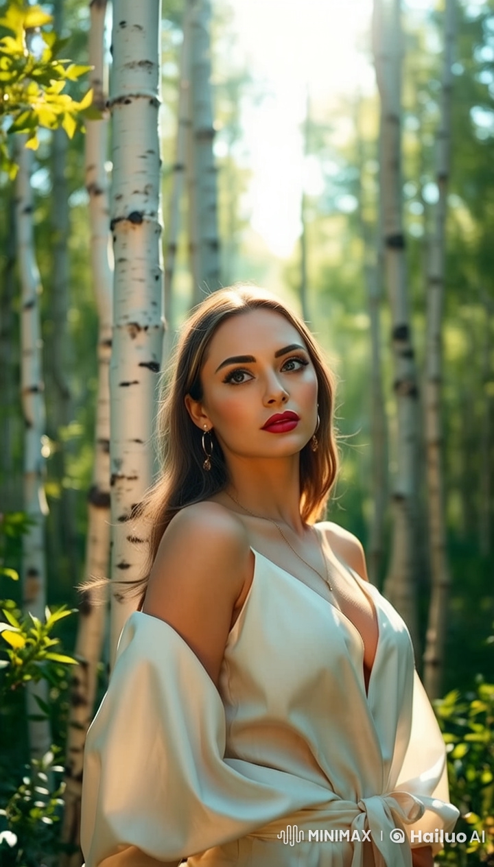 Serene Forest: Live2D Girl Amidst 4K Nature's Beauty