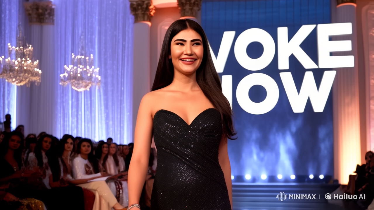 Confident Woman in Elegant Gown at Evoke Show Runway