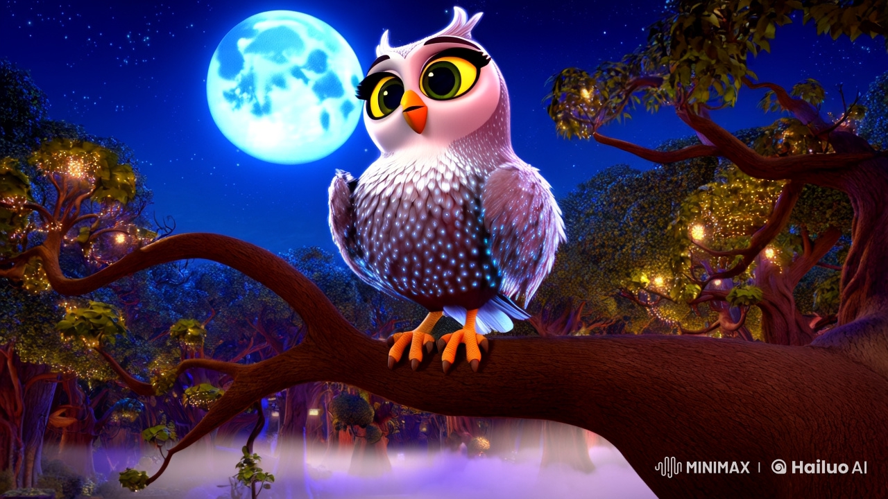 Magical Owl Serenade in a Moonlit Enchanted Forest