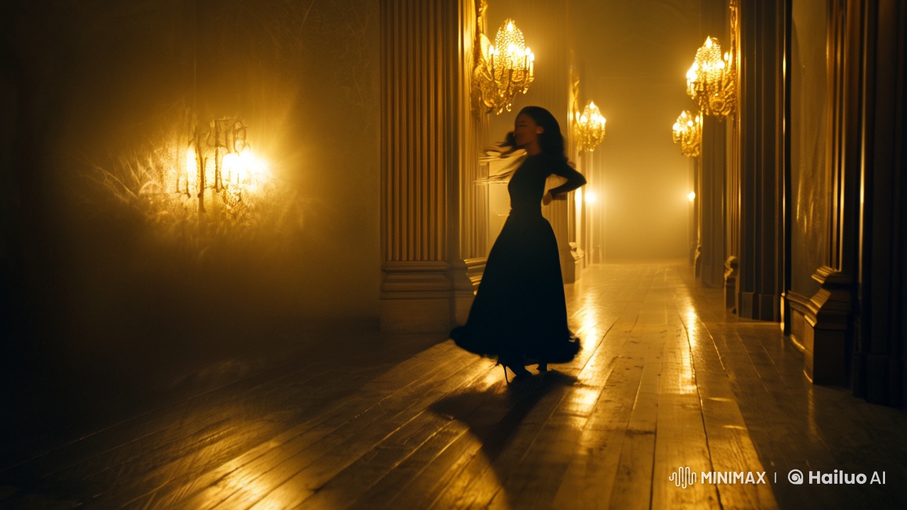 Intimate Dance in Golden Glow: Slow-Motion Cinematic Scene