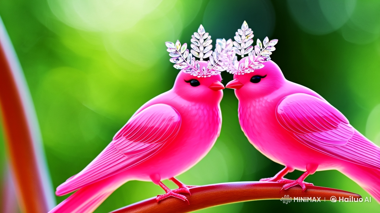 Digital Glass Birds in Hyperrealistic Serene Scene