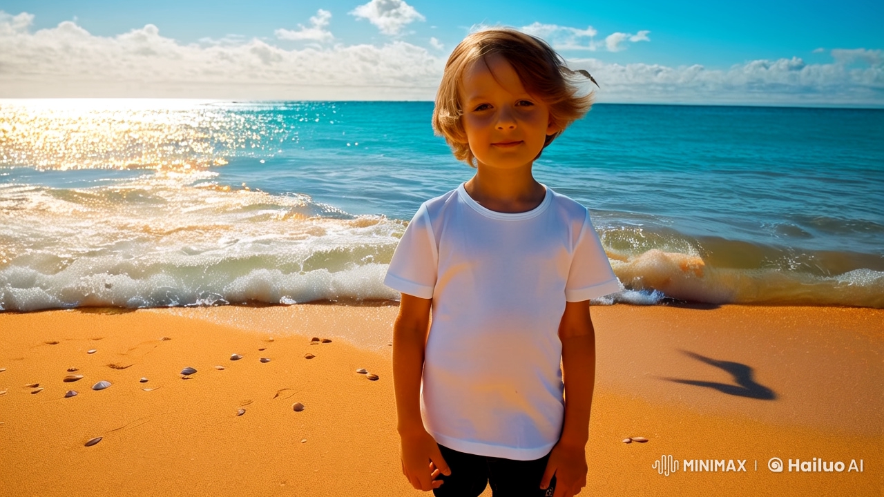 Golden Beach: Hyper-Realistic Portrait of a Boy