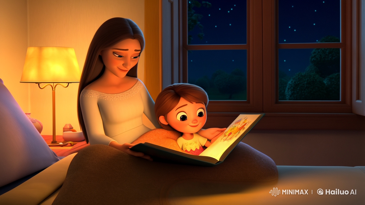 Intimate Mother-Daughter Bedtime Story Reading Scene