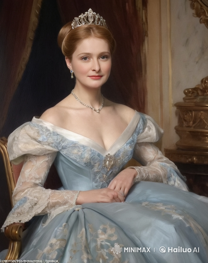 Regal Woman in Luxurious Gown and Tiara