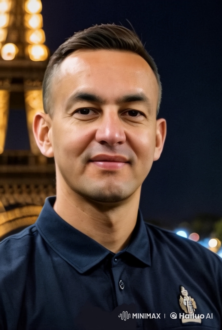 Hyper-Realistic Live2D Animation: Man at Night Eiffel Tower