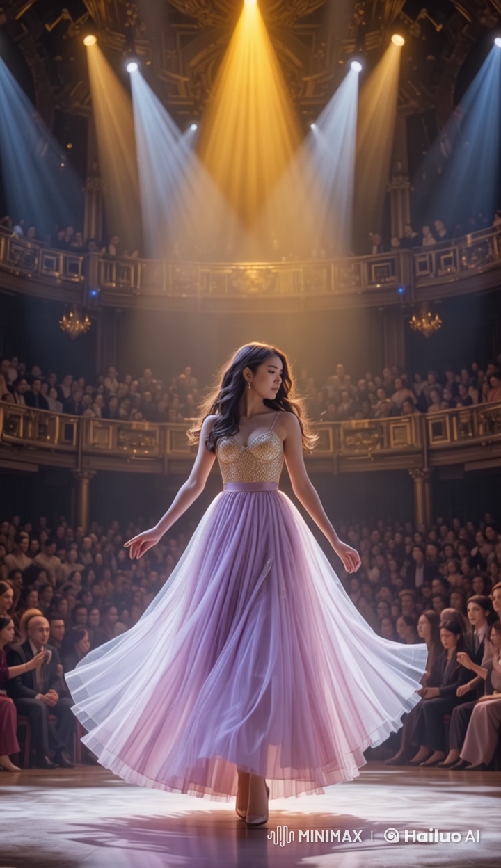 Radiant Girl in Lavender Dress Captivates Audience