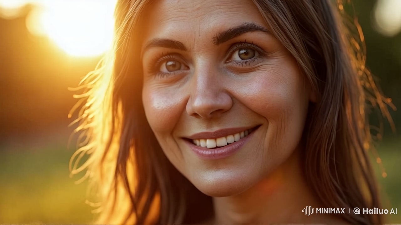 Young Woman's Radiant Beauty in Golden Sunlight