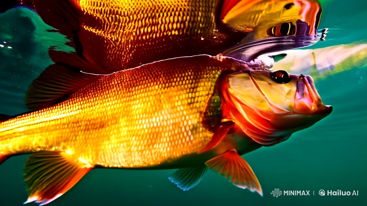 Hyper-Realistic Underwater Fishing Strike Scene
