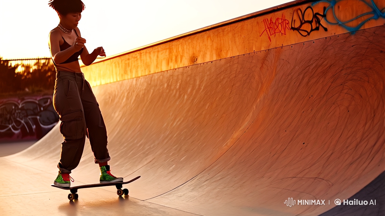 East Asian Skateboarder's Poised Ollie Captured in Artistic Shot