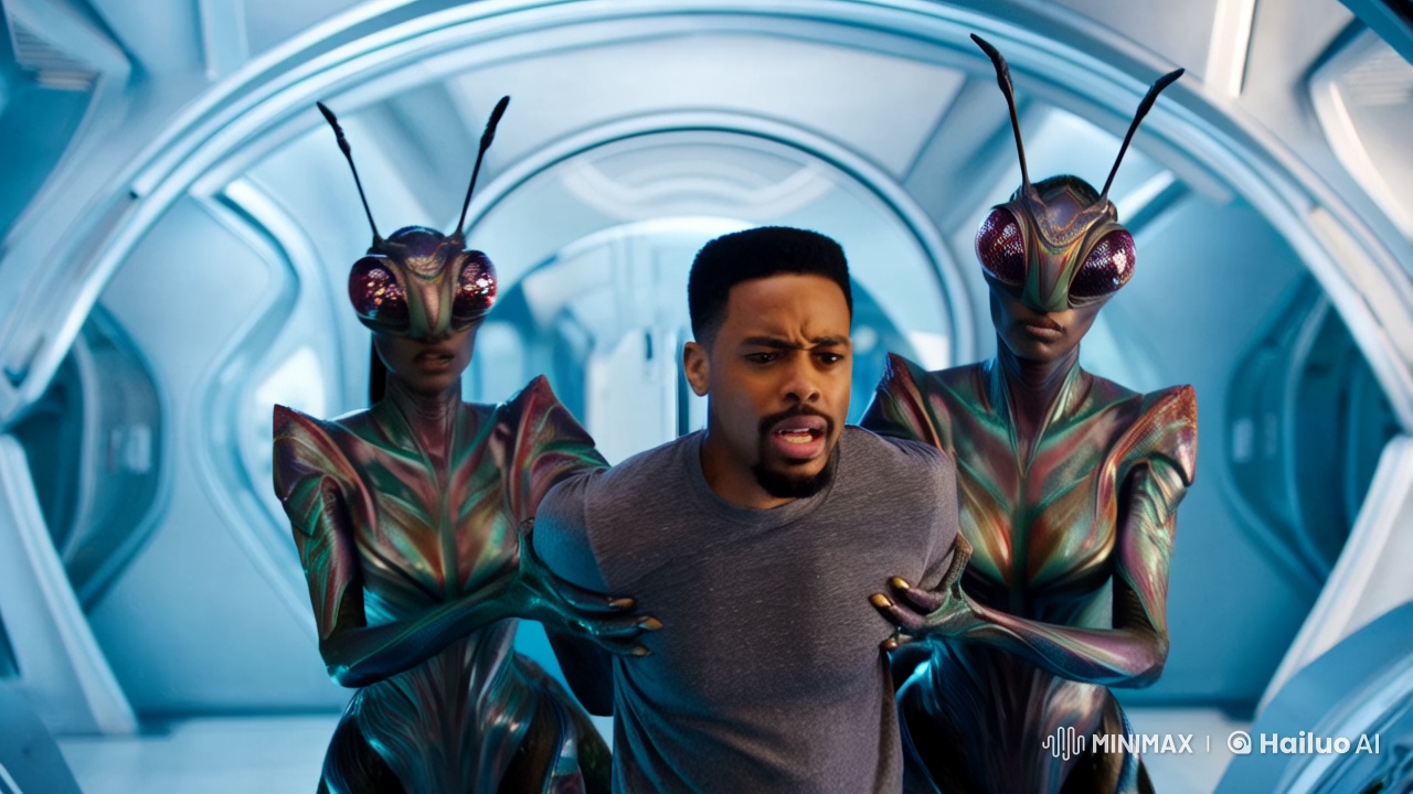 Human Man Struggles in the Hands of an Alien Woman