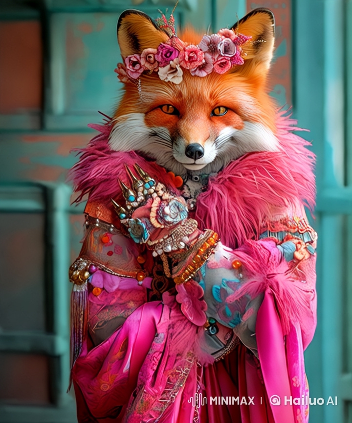Anthropomorphic Fox Greeting with Regal Elegance