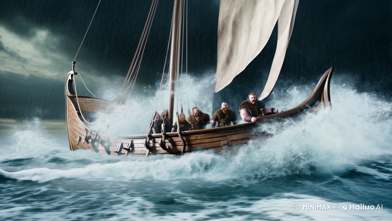 Viking Longship Battles Storm in Stunning 4K Cinematic Scene