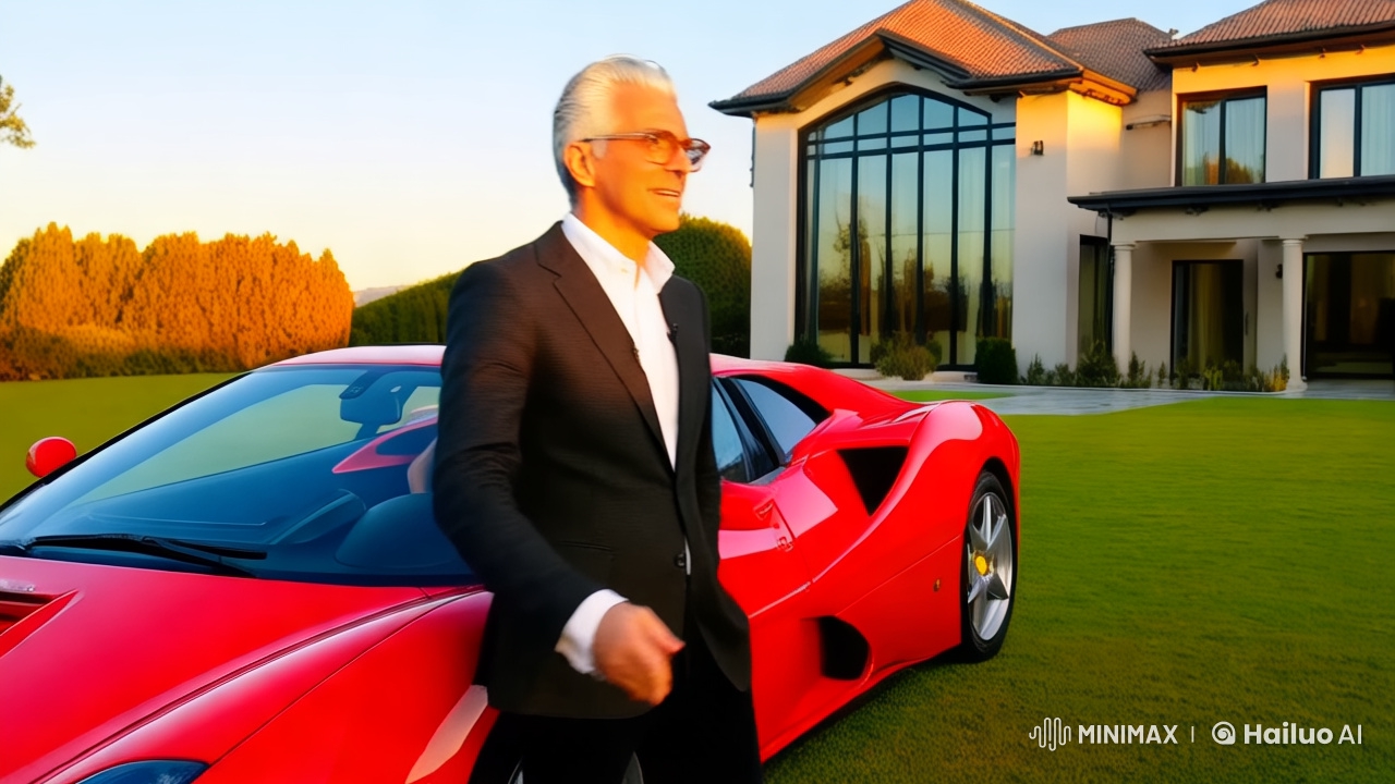Luxurious Reunion: Man Arrives in Ferrari, Loving Embrace Between Husband and Wife