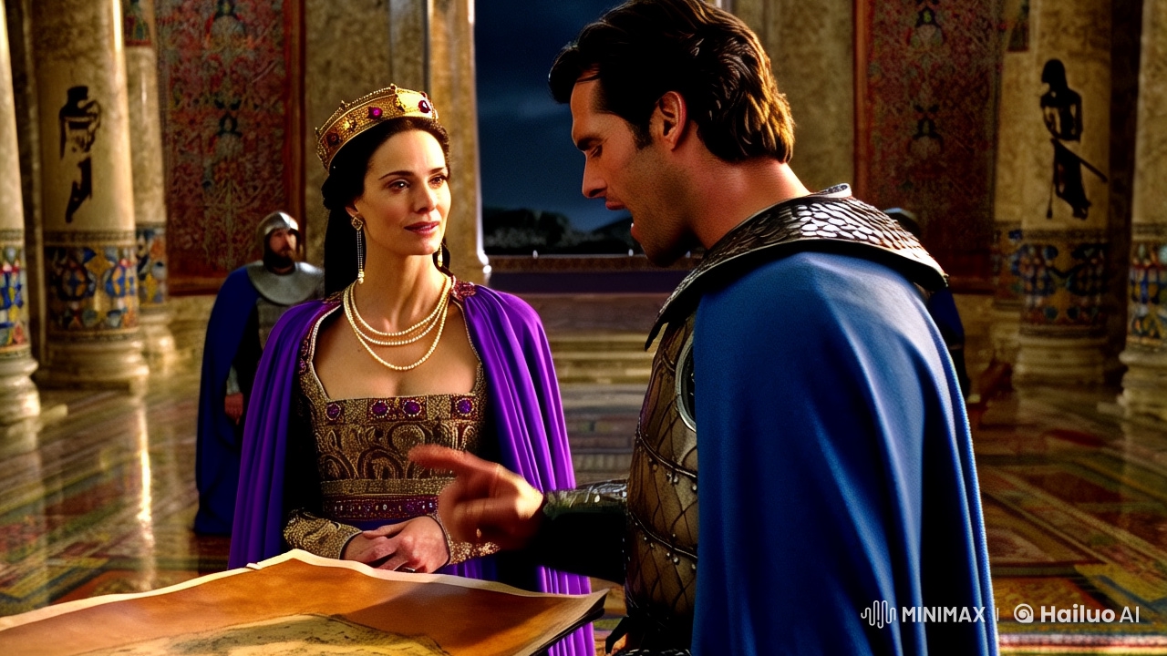 Empress Theodora and Knight's Intimate Encounter in Byzantine Palace