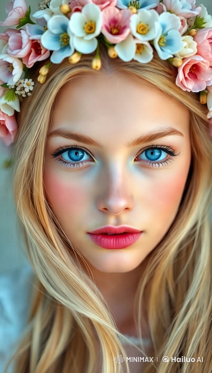Floral Crown Girl: Serene 4K Beauty