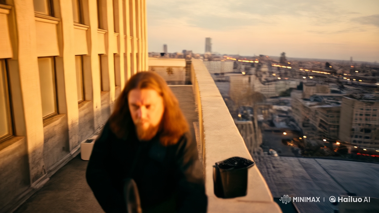 Man on Rooftop Prepares Rifle in Cinematic Style