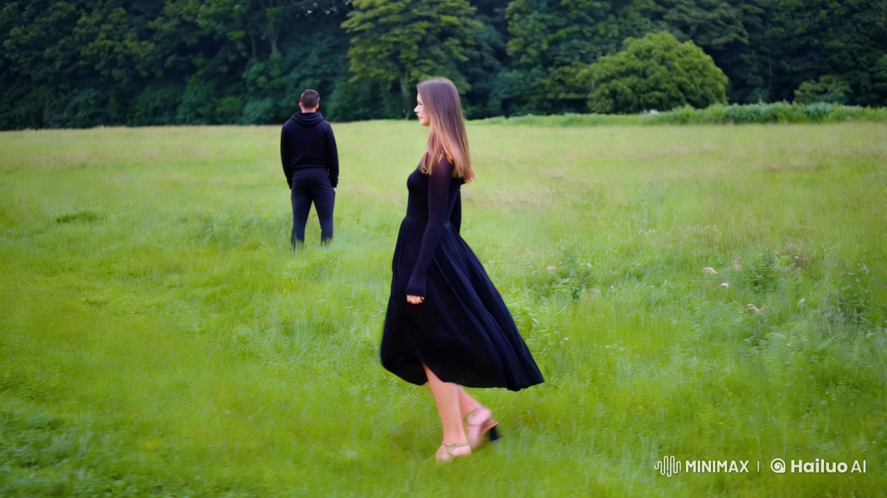 High Aesthetic Cinematic Scene with Woman in Black Dress