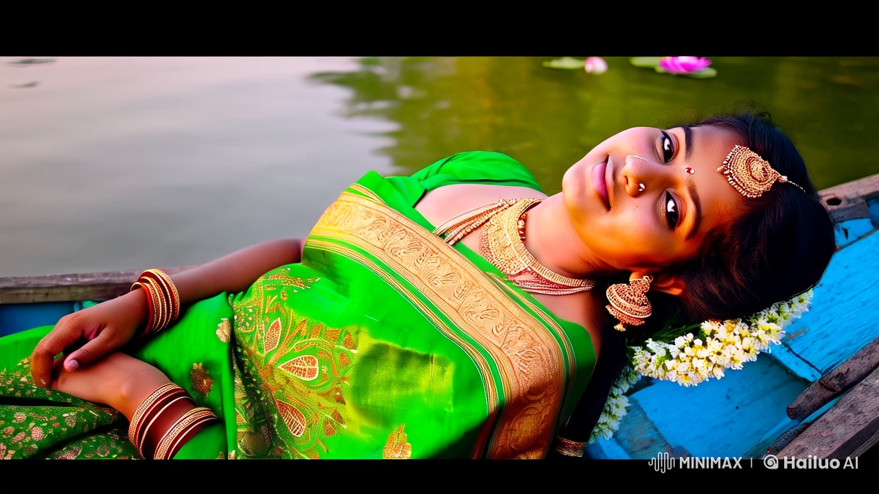 Indian Model in Saree: Cinematic Fashion Portrait on River