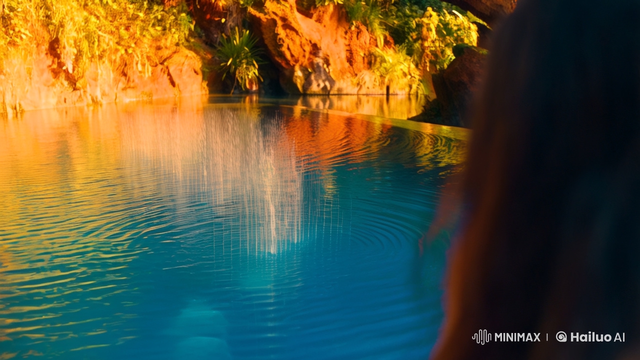 Underwater Serenity: Slow-Motion Ripples and Awe-Struck Traveler