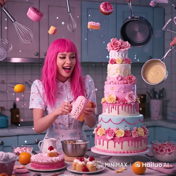 Magical Whimsical Kitchen with Floating Ingredients